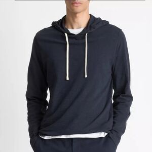 Vince Textured Cotton Hoodie In Coastal Blue Medium